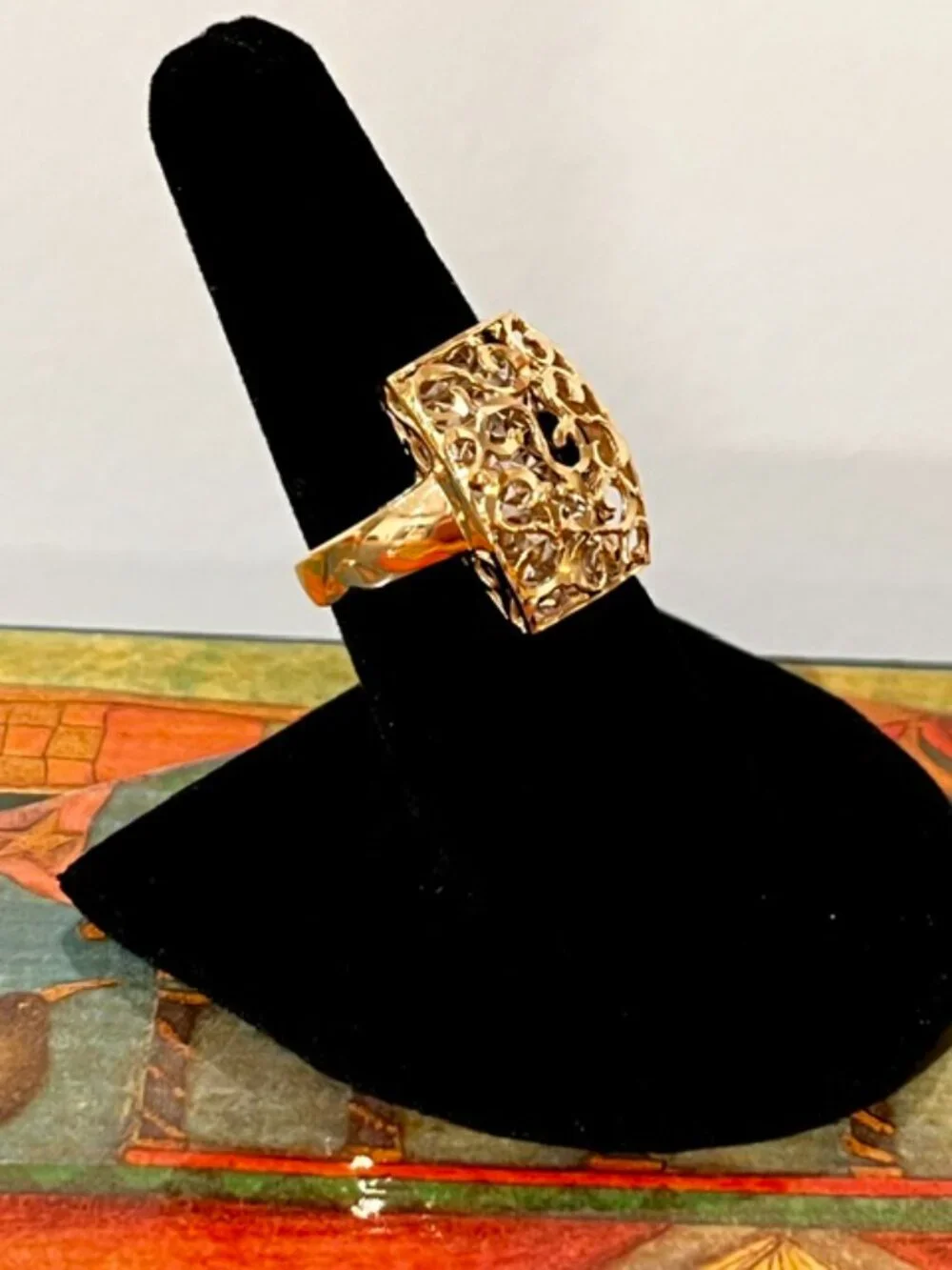 14K Solid Gold Filigree Ring, Size 8